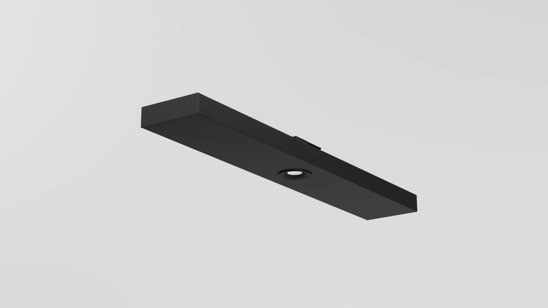 SEAM 100 flush aluminium ceiling channel side view with recessed downlight