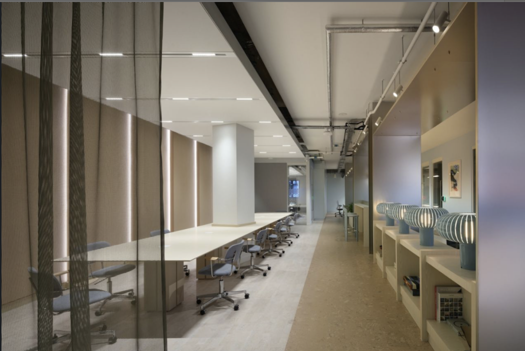 BW New HQ workspace with linear SEAM channels and integrated lighting