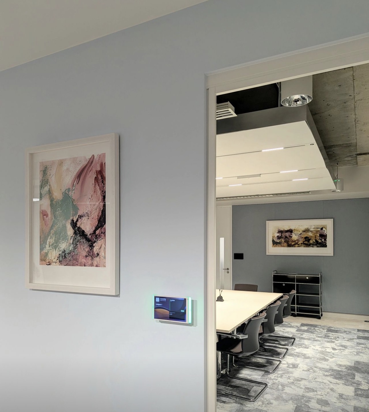 BW New HQ meeting room entrance with SEAM ceiling bay and integrated lighting